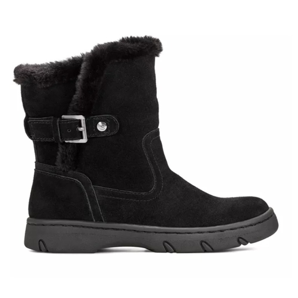 Easy‎ Spirit Womens Black Winter Snow Boots Faux Fur Trim Buckle Accent 8M NEW